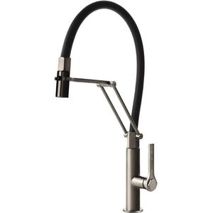 Gessi Officine keukenmengkraan 1-gats met flexibele uitloop incl houder RVS geborsteld 251134