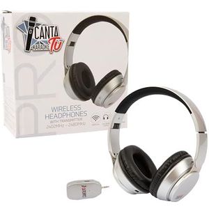 Canta Tu Tu Karaoke Pro 2023 Draadloze hoofdtelefoon met externe zender, 10 meter bereik, frequentie 2402MHz - 2480 MHz, compatibel met Pro 2023, luister naar uw muziek draadloos, zilver