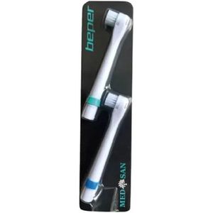Beper RCO4091819 Set met 2 compatibele borstelkoppen voor kinderen, 40.918, elektrische tandenborstel 40.919, hygiënische oraal, wit/groen, wit/blauw