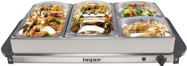 BEPER P101TEM001 Buffetwärmer aus Stahl/Kunststoff Grau metallic Essenswärmer Warmhalter