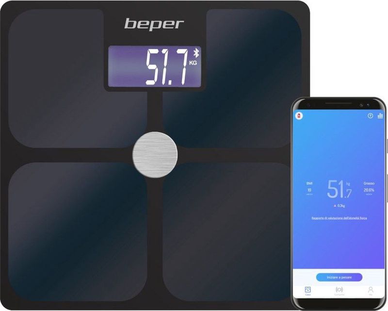 BEPER - P303BIP050 - Personenweegschaal - Zwart - Bluetooth - 21 Lichaamswaarden