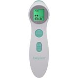 BEPER P303Med001 Infrarood koortsthermometer, contactloos, lichaamsmeting/vloeistoffen/voorwerpen en oppervlakken, lcd-display met achtergrondverlichting, 10 meetgeheugen, wit/watergroen