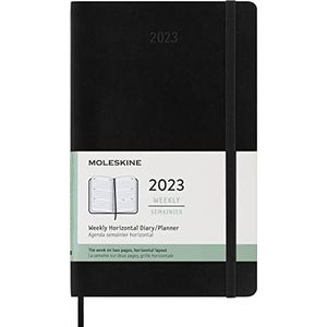 MOLESKINE 2023 12MONTH WEEKLY Horizontaal: 1 Wo = 2 zijden, horizontaal, harde hoes