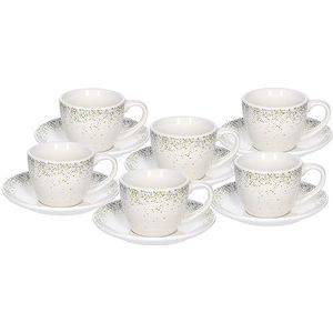 Tognana Astrid New Bone China Set van 6 koffiekopjes met schoteltjes, wit
