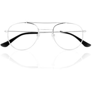 Corpootto Metalen leesbril, zilver, standaard unisex volwassenen, Zilver., Eén maat
