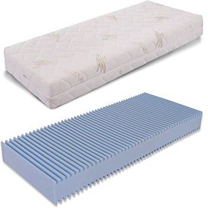 Lupin Baby matras voor wieg, hoogte 14 cm, afneembaar, van orthopedisch polyurethaan, 14 cm 50 x 120 cm Wit