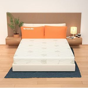 MiaSuite Matras voor tweepersoonsbed, 160 x 200 cm, hoogte 17 cm, afneembare orthopedische overtrek met traagschuim, 2 cm hoog, 9 zones