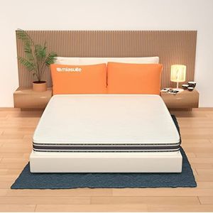 MiaSuite matras voor tweepersoonsbed, 160 x 195, hoogte 30 cm, afneembare orthopedische overtrek met medisch hulpmiddel, met 7 cm dikke traagschuim laag, 9 zones