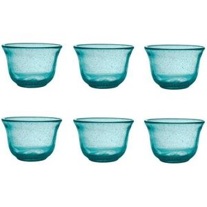 Set van 6 lichtblauwe glazen schalen uit de serie Freshness, fris en eigentijds design, afmetingen 8 x 11,5 x 11,5 cm, gewicht 320 g, ideaal voor desserts of snacks