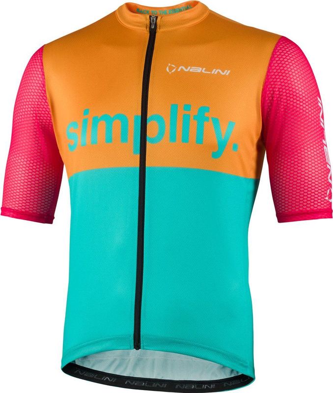 Nalini - Heren - Fietsshirt - Korte Mouwen - Wielrenshirt - Blauw - Oranje - NEW CLASSICA