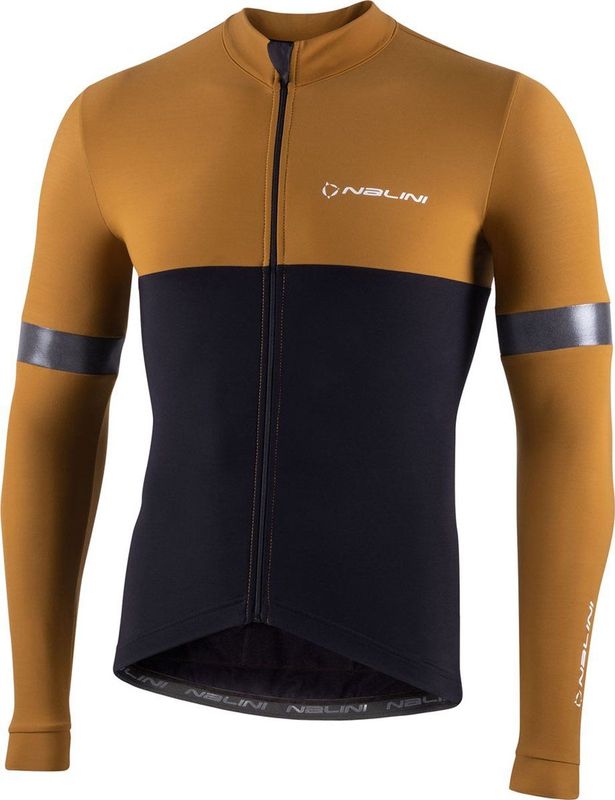 Nalini - Heren - Fietsshirt - Lange Mouwen - Wielrenshirt - Bruin - Zwart - NEW WARM REFLEX J