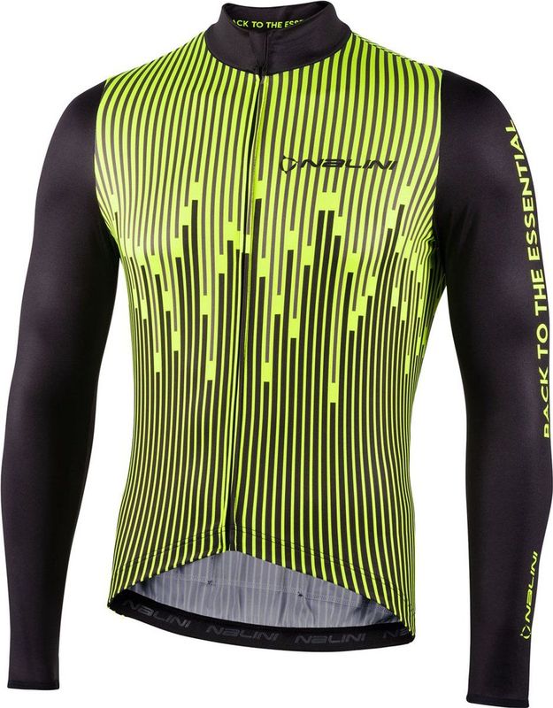 Nalini Heren Fietsshirt korte mouwen - wielrenshirt Zwart Fluo - NEW LS FIT JERSEY Black/Fluo yellow - XS