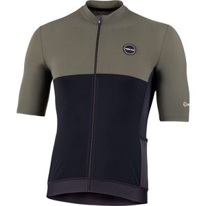 Nalini Heren Fietsshirt korte mouwen - wielrenshirt Zwart Groen - SUN COVER JERSEY Black/Khaki green - S