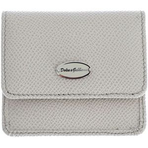 Dolce & Gabbana White Dauphine Leather Holder Pocket Wallet Condoom Men's Case