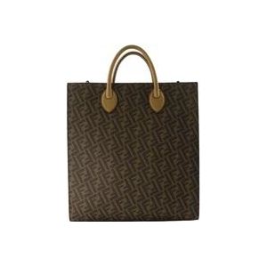 Fendi Bruine leren verticale boodschappentas , Brown , Heren , Maat: ONE Size