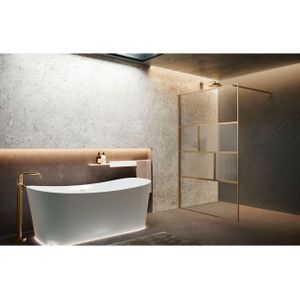 Novellini H art Inloopdouche - 100x200cm - Ribbelglas linea 1 - Brushed bronze (brons) harthc100-92q