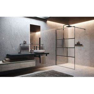 Novellini H art Inloopdouche - 140x200cm - Ribbelglas linea 1 - brushed inox (RVS) harthc140-92z