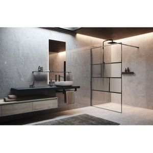 Novellini H art Inloopdouche - 90x200cm - Ribbelglas linea 1 - brushed inox (RVS) harthc90-92z