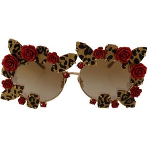 Dolce & Gabbana Gold Metal Frame Roses verfraaide dames zonnebril