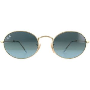 Ray-Ban - Rb 3547 Oval - Zonnebril - Geel - Gouden Montuur - Blauwe Lenzen