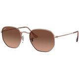 Ray-Ban RB 3548N HEXAGONAL Unisex-Sonnenbrille Vollrand Eckig Metall-Gestell, braun