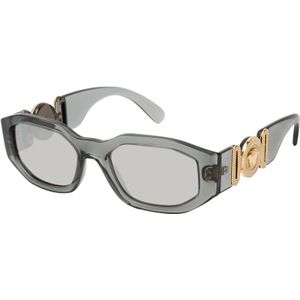 Versace rechthoek unisex transparant grijs licht grijs zilveren spiegel ve4361 zonnebril | Sunglasses