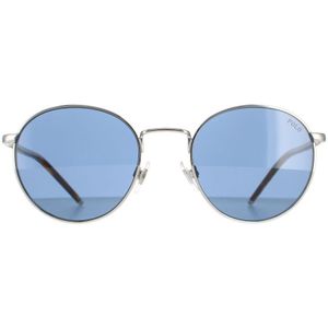 Polo Ralph Lauren Ronde Heren Glimmend Zilver Donkerblauw Zonnebril | Sunglasses