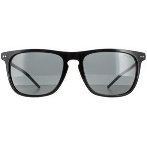 Polo Ralph Lauren Rechthoek Heren Glimmend Zwart Grijs Zonnebril | Sunglasses