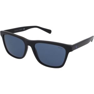 Polo Ralph Lauren Rechthoek Heren Glimmend Zwart Donkerblauw Zonnebril | Sunglasses