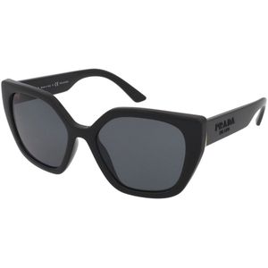 Prada rechthoek dames zwart grijs gepolariseerde PR24XS zonnebril