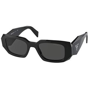 Prada 0PR 17Ws 1Ab5S0 49 - rechthoek zonnebrillen, unisex, zwart, spiegelend
