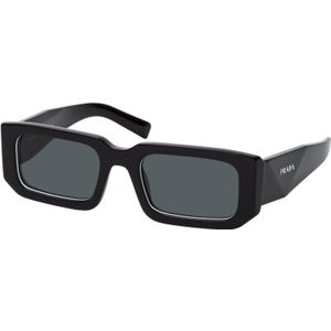 Prada Rechthoekige zonnebril met unieke stijl , Black , unisex , Maat: 53 MM