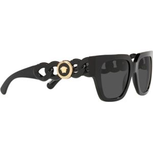 Versace Gedurfde vierkante zonnebril met gebreide armen , Black , unisex , Maat: 53 MM