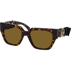 Versace Gedurfde vierkante zonnebril met gebreide armen , Brown , unisex , Maat: 53 MM