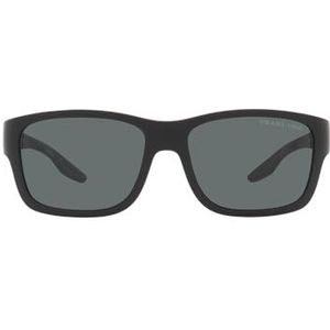 Prada sport zonnebril PS01WS DG002G zwart rubber donkergrijs gepolariseerd | Sunglasses