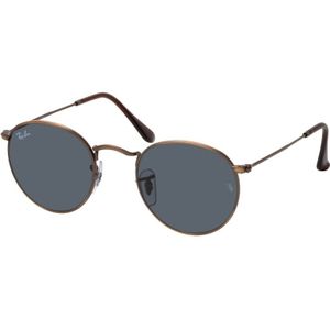 Ray-Ban, Ronde Metalen Brons Blauwe Zonnebril Bruin, unisex, Maat:47 MM