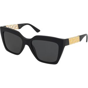 Versace Vierkante zonnebril met donkergrijze lens , Black , unisex , Maat: 56 MM