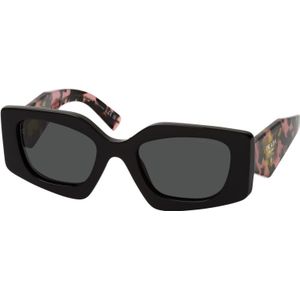 Prada Onregelmatige vierkante zonnebril met donkergrijze lenzen , Black , Dames , Maat: 51 MM