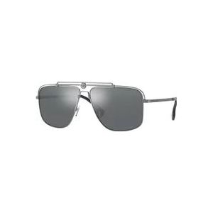 Versace Rechthoekige zonnebril in gunmetal met lichtgrijze lenzen , Gray , unisex , Maat: 61 MM