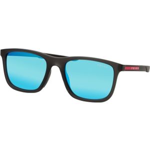 Prada Sportieve zonnebril met wraparound design en spiegelglazen , Gray , unisex , Maat: 54 MM