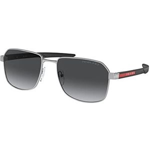 Prada Stijlvolle zilveren zonnebril met Polar Gray Gradient glazen , Gray , Heren , Maat: 57 MM