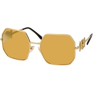 Versace Onregelmatige metalen zonnebril met sterke karakter en originaliteit , Yellow , unisex , Maat: 58 MM