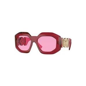 Versace Transparante Rode/Fuchsia Zonnebril , Red , Dames , Maat: 56 MM