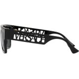 Versace Stijlvolle Zwarte Zonnebril met Donkergrijze Lenzen , Black , Heren , Maat: 53 MM