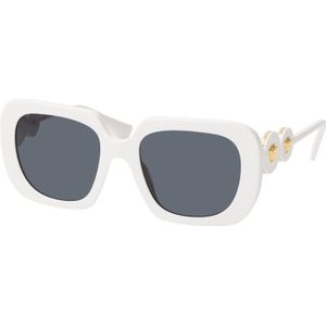 Versace Vierkante zonnebril met donkergrijze lens en wit montuur , White , unisex , Maat: 54 MM