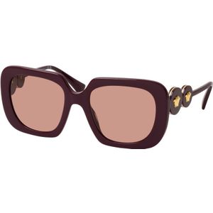 Versace Vierkante zonnebril met bruine lens en bordeaux montuur , Red , unisex , Maat: 54 MM