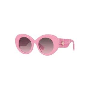 Burberry Gedurfde ronde zonnebril met merklogo , Pink , Dames , Maat: 49 MM