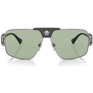 Versace, Gunmetal/Groene Zonnebril Groen, Heren, Maat:63 MM