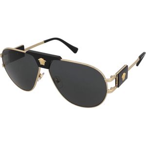 Versace, Goud Zwart Zonnebril Geel, Heren, Maat:63 MM