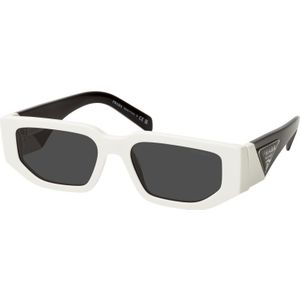 Prada Rechthoekige zonnebril met wit montuur en donkergrijze lenzen , White , unisex , Maat: 54 MM